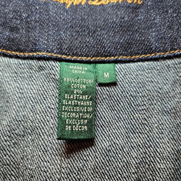 Lauren Jeans Co Ralph Lauren Dark Wash Vintage Utility Cargo Denim Jacket M - Picture 5 of 12